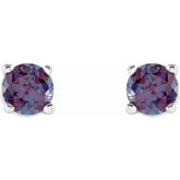 14K White 4 mm Lab-Grown Alexandrite Stud Earrings